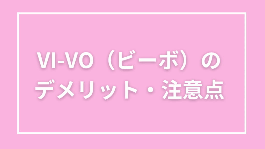 VI-VO(ビーボ)のデメリット・注意点